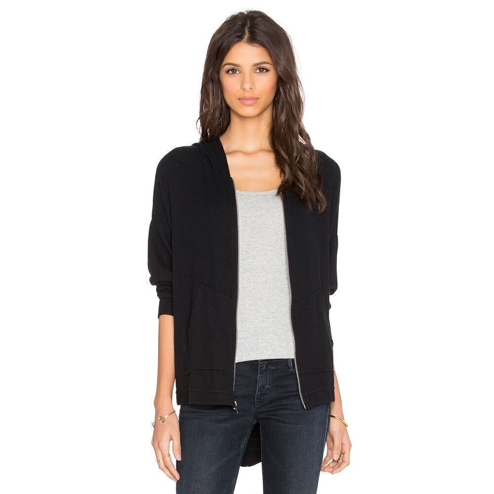 Michael Lauren Women's Black Ajay Draped Back Zip Up Hoodie Size S NWT